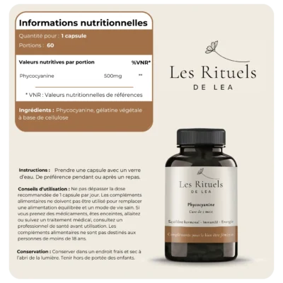 étiquette composition complément de phycocyanine bleue en france