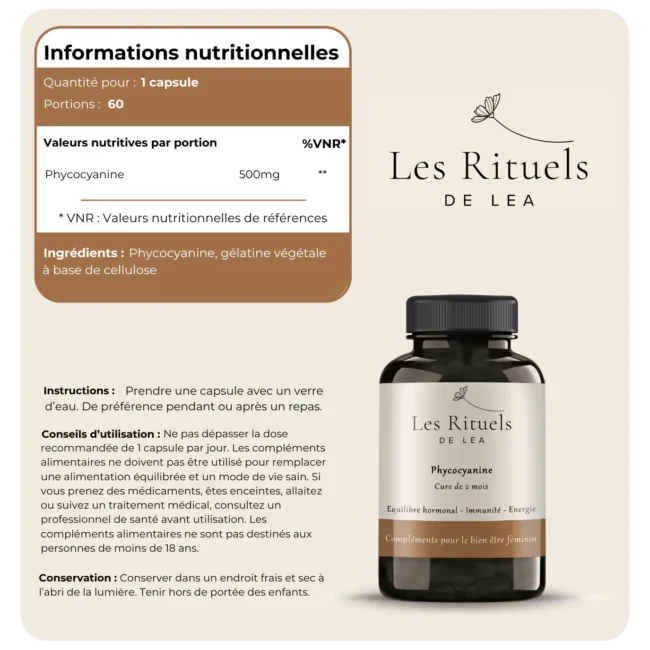 étiquette composition complément de phycocyanine bleue en france