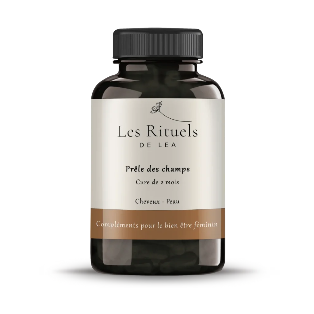 Complément alimentaire naturel de prêle des champs pour la peau et les cheveux.