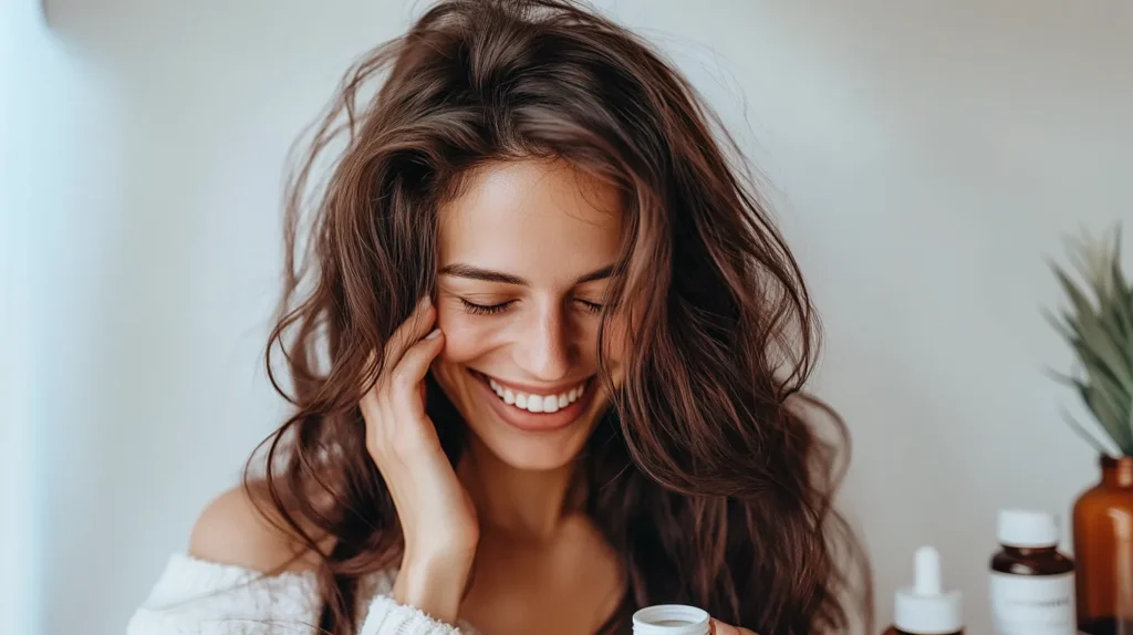 Complément alimentaire de biotine pour la pousse des cheveux.