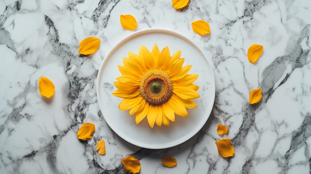 Une assiette avec une fleur dedans. Prendre des probiotiques facilite la digestion.